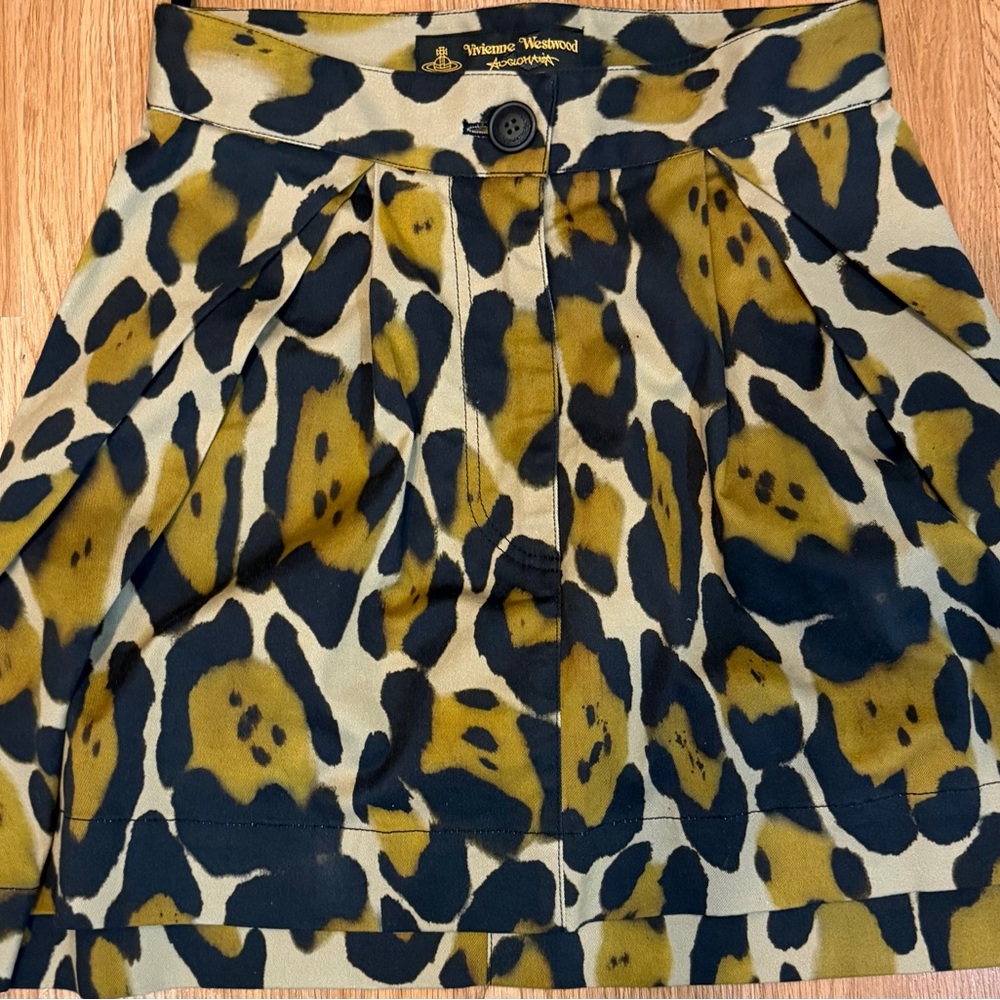 Vivienne Westwood Leopard Print Mini Skirt - Black and Gold
